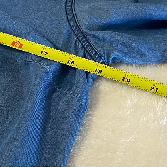 MICHEAL STARS / Blue Chambray 3/4 Sleeve Dress Size M - Picture 7 of 9